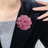 image:imageRhinestone Camellia Flower Brooch Pin for Women Ladies Unisex Fashion Crystal Rose Clover Floral Brooches Lapel Pins Dainty Dress Accessories Jewelry Gift Boutonniere Corsage Wedding Holiday Party 70mmPink
