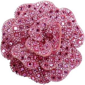 image:imageRhinestone Camellia Flower Brooch Pin for Women Ladies Unisex Fashion Crystal Rose Clover Floral Brooches Lapel Pins Dainty Dress Accessories Jewelry Gift Boutonniere Corsage Wedding Holiday Party 70mmPink