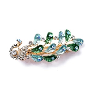 image:imageRhinestone Peacock Hair Barrette for Women Gold Tone AB Crystal Colored Bird Feather Hair Clip Hair Clamp for Halfup Style Hair Accessories Decorative Spring Clip for Birthday Wedding Prom RedBlue