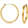 image:imageClassic Round Chunky Wide Small Hoop Earrings for Women Girls Stainless Steel 14K Gold Plated Endless Thick Hoops Click Top Pierced Earring Flat Circle Minimalist Jewelry Fashion Gifts 35mm14inch
