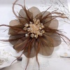 image:imageDtja 4 Crystal Feather Flower Brooch Pin for Women Girls Dainty Bright Satin Rhinestone Floral Brooches Lapel Hair Pins Elegant Wedding Cocktail Prom Party Hat Bag Suit Clothing Dress Accessories Jewelry GiftBrown