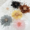 image:imageDtja 4 Crystal Feather Flower Brooch Pin for Women Girls Dainty Bright Satin Rhinestone Floral Brooches Lapel Hair Pins Elegant Wedding Cocktail Prom Party Hat Bag Suit Clothing Dress Accessories Jewelry GiftBlack