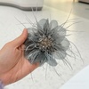 image:imageDtja 4 Crystal Feather Flower Brooch Pin for Women Girls Dainty Bright Satin Rhinestone Floral Brooches Lapel Hair Pins Elegant Wedding Cocktail Prom Party Hat Bag Suit Clothing Dress Accessories Jewelry GiftGrey