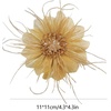 image:imageDtja 4 Crystal Feather Flower Brooch Pin for Women Girls Dainty Bright Satin Rhinestone Floral Brooches Lapel Hair Pins Elegant Wedding Cocktail Prom Party Hat Bag Suit Clothing Dress Accessories Jewelry GiftGold