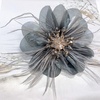 image:imageDtja 4 Crystal Feather Flower Brooch Pin for Women Girls Dainty Bright Satin Rhinestone Floral Brooches Lapel Hair Pins Elegant Wedding Cocktail Prom Party Hat Bag Suit Clothing Dress Accessories Jewelry GiftGrey