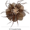 image:imageDtja 4 Crystal Feather Flower Brooch Pin for Women Girls Dainty Bright Satin Rhinestone Floral Brooches Lapel Hair Pins Elegant Wedding Cocktail Prom Party Hat Bag Suit Clothing Dress Accessories Jewelry GiftBrown
