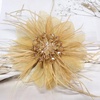 image:imageDtja 4 Crystal Feather Flower Brooch Pin for Women Girls Dainty Bright Satin Rhinestone Floral Brooches Lapel Hair Pins Elegant Wedding Cocktail Prom Party Hat Bag Suit Clothing Dress Accessories Jewelry GiftGold