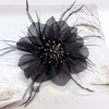 image:imageDtja 4 Crystal Feather Flower Brooch Pin for Women Girls Dainty Bright Satin Rhinestone Floral Brooches Lapel Hair Pins Elegant Wedding Cocktail Prom Party Hat Bag Suit Clothing Dress Accessories Jewelry GiftBlack