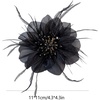 image:imageDtja 4 Crystal Feather Flower Brooch Pin for Women Girls Dainty Bright Satin Rhinestone Floral Brooches Lapel Hair Pins Elegant Wedding Cocktail Prom Party Hat Bag Suit Clothing Dress Accessories Jewelry GiftBlack