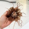 image:imageDtja 4 Crystal Feather Flower Brooch Pin for Women Girls Dainty Bright Satin Rhinestone Floral Brooches Lapel Hair Pins Elegant Wedding Cocktail Prom Party Hat Bag Suit Clothing Dress Accessories Jewelry GiftBrown