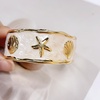 image:imageDtja Colorful Starfish Seashell Open Cuff Bracelet for Women Gold Toned Enamel Ocean Sea Beach Theme Wide Bangle Bracelets Fashion Summer Holiday Vacation Coastal Accessories Jewelry 216White