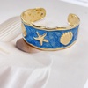 image:imageDtja Colorful Starfish Seashell Open Cuff Bracelet for Women Gold Toned Enamel Ocean Sea Beach Theme Wide Bangle Bracelets Fashion Summer Holiday Vacation Coastal Accessories Jewelry 216Blue