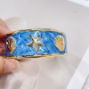image:imageDtja Colorful Starfish Seashell Open Cuff Bracelet for Women Gold Toned Enamel Ocean Sea Beach Theme Wide Bangle Bracelets Fashion Summer Holiday Vacation Coastal Accessories Jewelry 216Blue