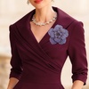 image:imageRhinestone Handmade Camellia Flower Brooch Lapel Pins for Women Her Fashion Crystal Floral Brooches Hair Clip Dress Accessories Jewelry Boutonniere Corsage Wedding Birthday Party Gift 105cm41inPurple