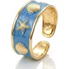 image:imageDtja Colorful Starfish Seashell Open Cuff Bracelet for Women Gold Toned Enamel Ocean Sea Beach Theme Wide Bangle Bracelets Fashion Summer Holiday Vacation Coastal Accessories Jewelry 216Blue