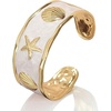 image:imageDtja Colorful Starfish Seashell Open Cuff Bracelet for Women Gold Toned Enamel Ocean Sea Beach Theme Wide Bangle Bracelets Fashion Summer Holiday Vacation Coastal Accessories Jewelry 216White