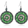 image:imageBoho Round Beaded Dangle Drop Earrings for Women Girls Handmade Ball Bead Seed Evil Eye Statement Big Dangling Hook Stud Earring Retro Bohemian Summer Sea Beach Jewelry Green