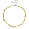 image:imageDtja Boho Bead Flower Necklace for Women Girls Bohemian Colorful Ball Bead Seed Handmade Adjustable Choker Chain Layered Bracelet Anklet Beachy Y2K Necklaces Gift Yellow