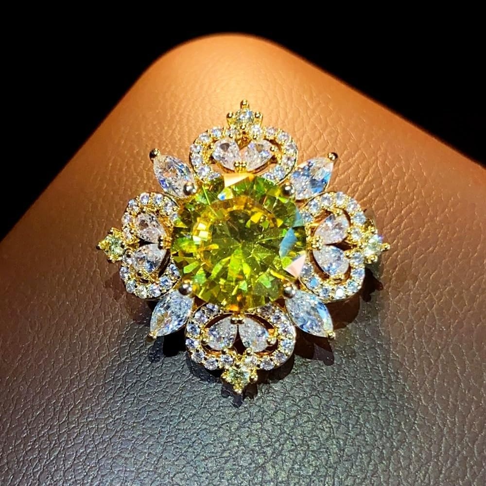 image:imageRhinestone Round Flower Brooch Pin for Women Gold Plated Vintage Crystal Geometry Brooches Lapel Pins Corsage Wedding Birthday Party Dress Accessories JewelryYellow CZ