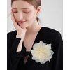 image:image14cm55 Big Silky Fabric Flower Brooch Pin for Women Girls Dainty Peony Camellia Brooches Duckbill Alligator Hair Clips Barrettes Floral Hair Pins Wedding Holiday Costume AccessoriesBright Yellow