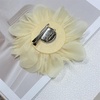 image:image14cm55 Big Silky Fabric Flower Brooch Pin for Women Girls Dainty Peony Camellia Brooches Duckbill Alligator Hair Clips Barrettes Floral Hair Pins Wedding Holiday Costume AccessoriesBright Yellow