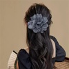 image:image14cm55 Big Silky Fabric Flower Brooch Pin for Women Girls Dainty Peony Camellia Brooches Duckbill Alligator Hair Clips Barrettes Floral Hair Pins Wedding Holiday Costume AccessoriesGrey