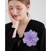 image:image14cm55 Big Silky Fabric Flower Brooch Pin for Women Girls Dainty Peony Camellia Brooches Duckbill Alligator Hair Clips Barrettes Floral Hair Pins Wedding Holiday Costume AccessoriesPurple