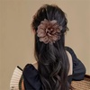 image:image14cm55 Big Silky Fabric Flower Brooch Pin for Women Girls Dainty Peony Camellia Brooches Duckbill Alligator Hair Clips Barrettes Floral Hair Pins Wedding Holiday Costume AccessoriesCoffee