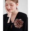 image:image14cm55 Big Silky Fabric Flower Brooch Pin for Women Girls Dainty Peony Camellia Brooches Duckbill Alligator Hair Clips Barrettes Floral Hair Pins Wedding Holiday Costume AccessoriesCoffee