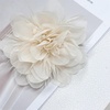 image:image14cm55 Big Silky Fabric Flower Brooch Pin for Women Girls Dainty Peony Camellia Brooches Duckbill Alligator Hair Clips Barrettes Floral Hair Pins Wedding Holiday Costume AccessoriesBeige