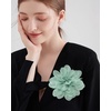 image:image14cm55 Big Silky Fabric Flower Brooch Pin for Women Girls Dainty Peony Camellia Brooches Duckbill Alligator Hair Clips Barrettes Floral Hair Pins Wedding Holiday Costume AccessoriesLight Green
