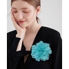image:image14cm55 Big Silky Fabric Flower Brooch Pin for Women Girls Dainty Peony Camellia Brooches Duckbill Alligator Hair Clips Barrettes Floral Hair Pins Wedding Holiday Costume AccessoriesBlue Green