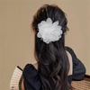 image:image14cm55 Big Silky Fabric Flower Brooch Pin for Women Girls Dainty Peony Camellia Brooches Duckbill Alligator Hair Clips Barrettes Floral Hair Pins Wedding Holiday Costume AccessoriesWhite