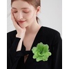 image:image14cm55 Big Silky Fabric Flower Brooch Pin for Women Girls Dainty Peony Camellia Brooches Duckbill Alligator Hair Clips Barrettes Floral Hair Pins Wedding Holiday Costume AccessoriesGreen