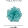 image:image14cm55 Big Silky Fabric Flower Brooch Pin for Women Girls Dainty Peony Camellia Brooches Duckbill Alligator Hair Clips Barrettes Floral Hair Pins Wedding Holiday Costume AccessoriesBlue Green