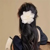 image:image14cm55 Big Silky Fabric Flower Brooch Pin for Women Girls Dainty Peony Camellia Brooches Duckbill Alligator Hair Clips Barrettes Floral Hair Pins Wedding Holiday Costume AccessoriesBeige