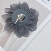 image:image14cm55 Big Silky Fabric Flower Brooch Pin for Women Girls Dainty Peony Camellia Brooches Duckbill Alligator Hair Clips Barrettes Floral Hair Pins Wedding Holiday Costume AccessoriesGrey