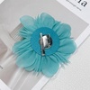 image:image14cm55 Big Silky Fabric Flower Brooch Pin for Women Girls Dainty Peony Camellia Brooches Duckbill Alligator Hair Clips Barrettes Floral Hair Pins Wedding Holiday Costume AccessoriesBlue Green