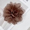 image:image14cm55 Big Silky Fabric Flower Brooch Pin for Women Girls Dainty Peony Camellia Brooches Duckbill Alligator Hair Clips Barrettes Floral Hair Pins Wedding Holiday Costume AccessoriesCoffee
