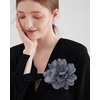 image:image14cm55 Big Silky Fabric Flower Brooch Pin for Women Girls Dainty Peony Camellia Brooches Duckbill Alligator Hair Clips Barrettes Floral Hair Pins Wedding Holiday Costume AccessoriesGrey