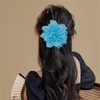 image:image14cm55 Big Silky Fabric Flower Brooch Pin for Women Girls Dainty Peony Camellia Brooches Duckbill Alligator Hair Clips Barrettes Floral Hair Pins Wedding Holiday Costume AccessoriesBlue