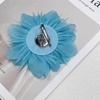 image:image14cm55 Big Silky Fabric Flower Brooch Pin for Women Girls Dainty Peony Camellia Brooches Duckbill Alligator Hair Clips Barrettes Floral Hair Pins Wedding Holiday Costume AccessoriesBlue