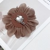image:image14cm55 Big Silky Fabric Flower Brooch Pin for Women Girls Dainty Peony Camellia Brooches Duckbill Alligator Hair Clips Barrettes Floral Hair Pins Wedding Holiday Costume AccessoriesCoffee