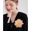 image:image14cm55 Big Silky Fabric Flower Brooch Pin for Women Girls Dainty Peony Camellia Brooches Duckbill Alligator Hair Clips Barrettes Floral Hair Pins Wedding Holiday Costume AccessoriesChampagne