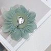 image:image14cm55 Big Silky Fabric Flower Brooch Pin for Women Girls Dainty Peony Camellia Brooches Duckbill Alligator Hair Clips Barrettes Floral Hair Pins Wedding Holiday Costume AccessoriesLight Green