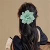 image:image14cm55 Big Silky Fabric Flower Brooch Pin for Women Girls Dainty Peony Camellia Brooches Duckbill Alligator Hair Clips Barrettes Floral Hair Pins Wedding Holiday Costume AccessoriesLight Green