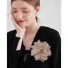 image:image14cm55 Big Silky Fabric Flower Brooch Pin for Women Girls Dainty Peony Camellia Brooches Duckbill Alligator Hair Clips Barrettes Floral Hair Pins Wedding Holiday Costume AccessoriesKhaki