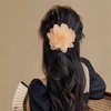 image:image14cm55 Big Silky Fabric Flower Brooch Pin for Women Girls Dainty Peony Camellia Brooches Duckbill Alligator Hair Clips Barrettes Floral Hair Pins Wedding Holiday Costume AccessoriesChampagne