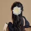 image:image14cm55 Big Silky Fabric Flower Brooch Pin for Women Girls Dainty Peony Camellia Brooches Duckbill Alligator Hair Clips Barrettes Floral Hair Pins Wedding Holiday Costume AccessoriesBright Yellow