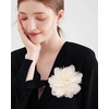 image:image14cm55 Big Silky Fabric Flower Brooch Pin for Women Girls Dainty Peony Camellia Brooches Duckbill Alligator Hair Clips Barrettes Floral Hair Pins Wedding Holiday Costume AccessoriesBeige